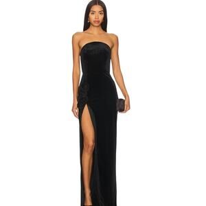Amanda Uprichard Black Velvet Wolfe Gown, $312 currently on Revolve, NWT Small